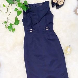 Tahari Patterned Dark Blue Professional Dress